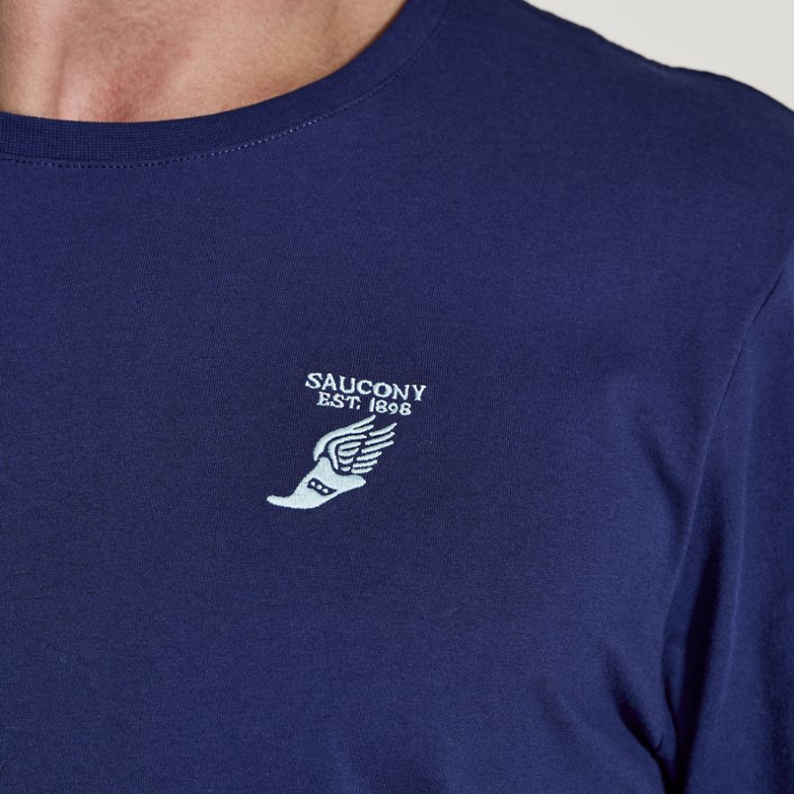 Saucony Rested T-skjorte Herre Blå | Norge-738690
