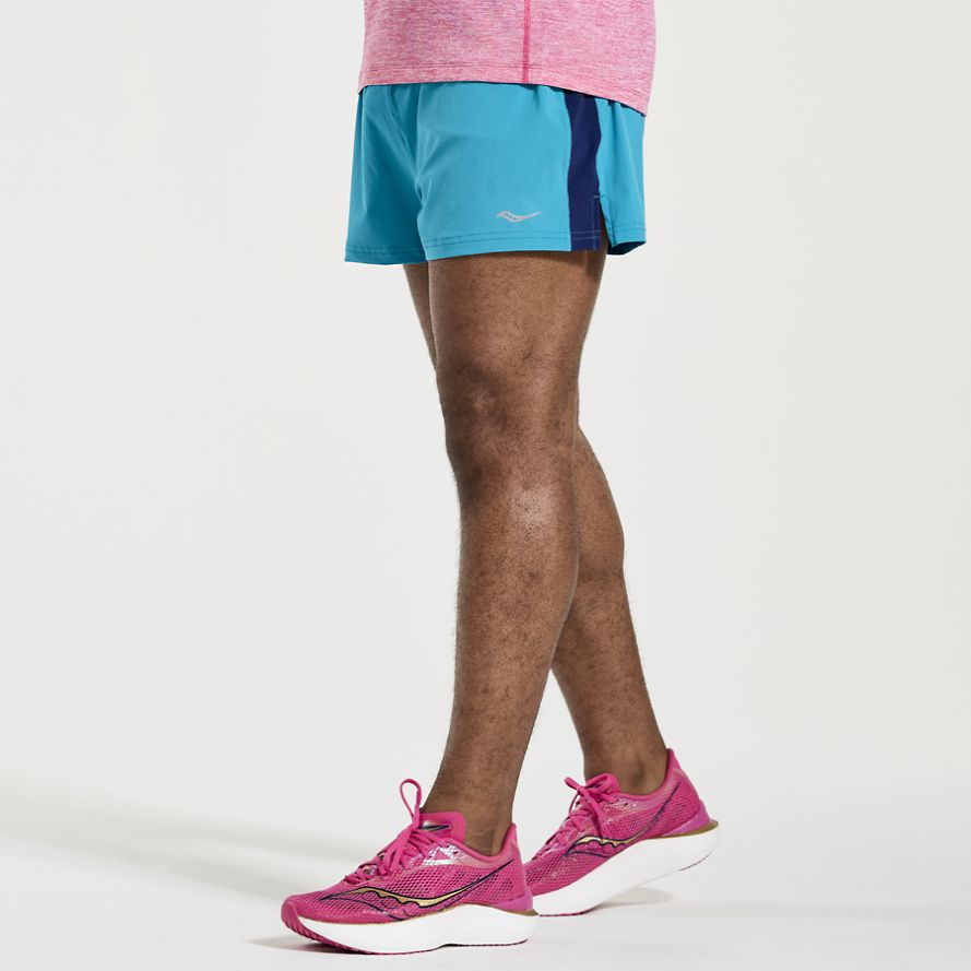 Saucony Outpace 3" Løpeshorts Herre Turkis | Norge-413596