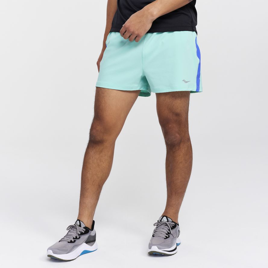 Saucony Outpace 3" Løpeshorts Herre Turkis | Norge-564302