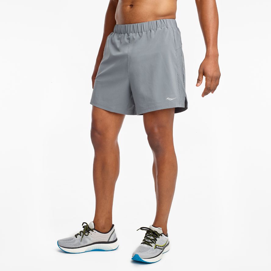 Saucony Outpace 5" Løpeshorts Herre Grå | Norge-130524