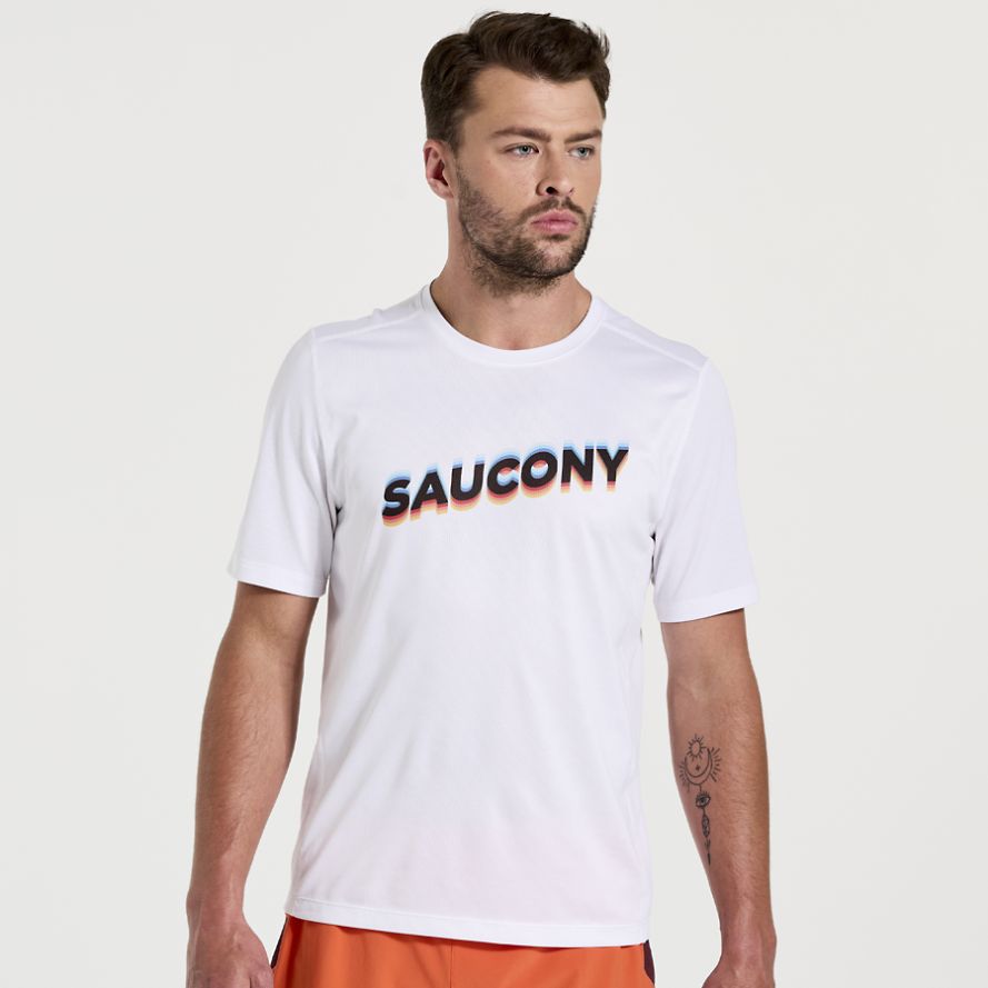 Saucony Stopwatch T-skjorte Herre Hvite | Norge-598462